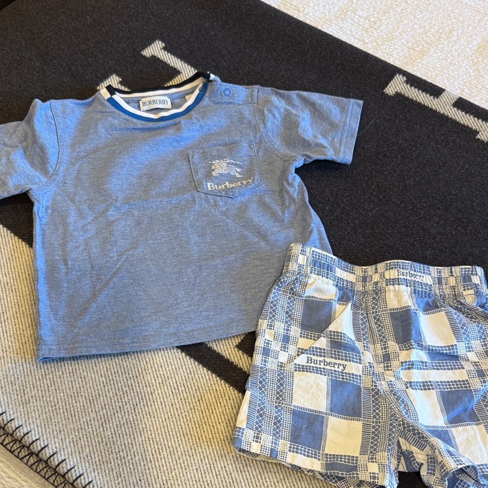 Burberry Blue and White Baby Set